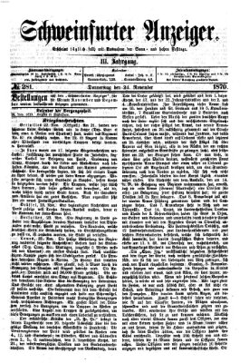 Schweinfurter Anzeiger Donnerstag 24. November 1870