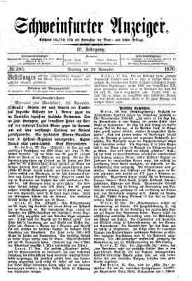 Schweinfurter Anzeiger Dienstag 29. November 1870