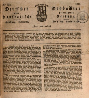 Deutscher Beobachter oder privilegirte hanseatische Zeitung Samstag 4. Mai 1816