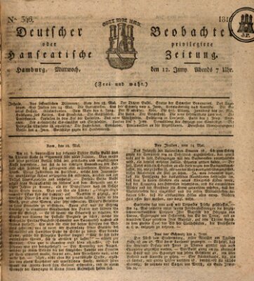 Deutscher Beobachter oder privilegirte hanseatische Zeitung Mittwoch 12. Juni 1816