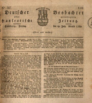 Deutscher Beobachter oder privilegirte hanseatische Zeitung Freitag 19. Juli 1816