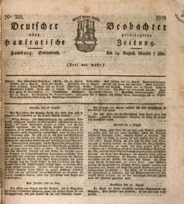 Deutscher Beobachter oder privilegirte hanseatische Zeitung Samstag 24. August 1816