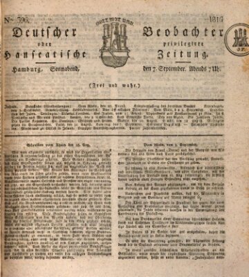 Deutscher Beobachter oder privilegirte hanseatische Zeitung Samstag 7. September 1816