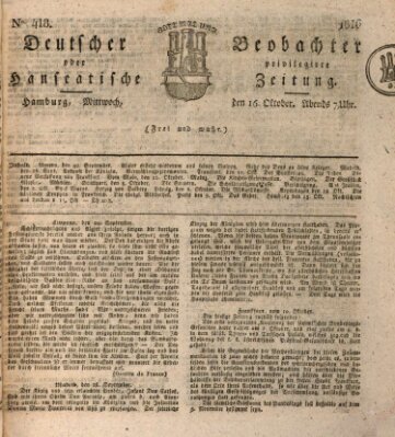 Deutscher Beobachter oder privilegirte hanseatische Zeitung Mittwoch 16. Oktober 1816