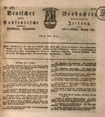 Deutscher Beobachter oder privilegirte hanseatische Zeitung Samstag 19. Oktober 1816