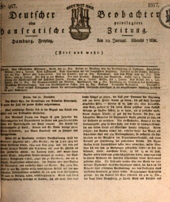 Deutscher Beobachter oder privilegirte hanseatische Zeitung Freitag 10. Januar 1817