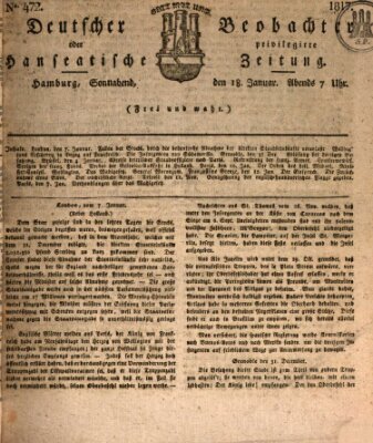 Deutscher Beobachter oder privilegirte hanseatische Zeitung Samstag 18. Januar 1817