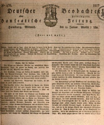 Deutscher Beobachter oder privilegirte hanseatische Zeitung Mittwoch 29. Januar 1817