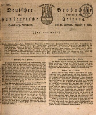 Deutscher Beobachter oder privilegirte hanseatische Zeitung Mittwoch 12. Februar 1817