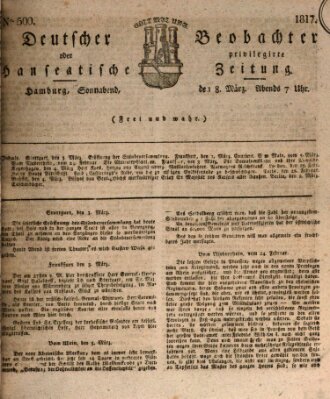 Deutscher Beobachter oder privilegirte hanseatische Zeitung Samstag 8. März 1817