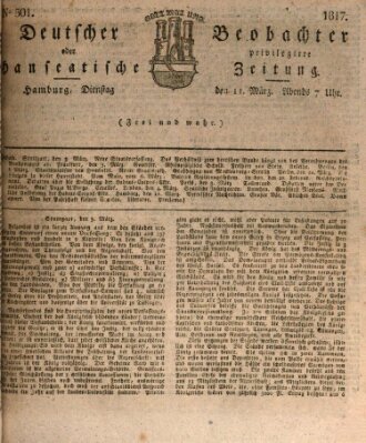 Deutscher Beobachter oder privilegirte hanseatische Zeitung Dienstag 11. März 1817