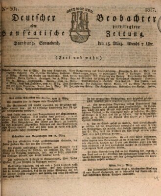 Deutscher Beobachter oder privilegirte hanseatische Zeitung Samstag 15. März 1817