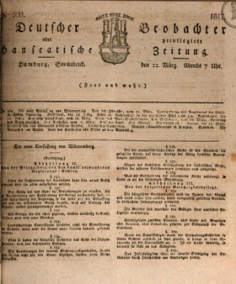 Deutscher Beobachter oder privilegirte hanseatische Zeitung Samstag 22. März 1817