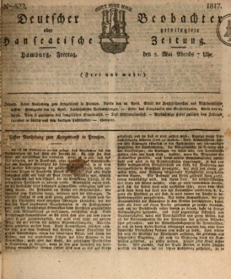 Deutscher Beobachter oder privilegirte hanseatische Zeitung Freitag 2. Mai 1817