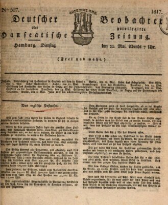 Deutscher Beobachter oder privilegirte hanseatische Zeitung Dienstag 20. Mai 1817