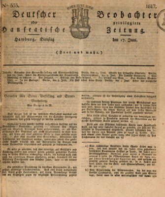 Deutscher Beobachter oder privilegirte hanseatische Zeitung Dienstag 17. Juni 1817