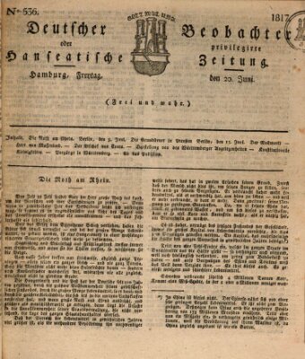 Deutscher Beobachter oder privilegirte hanseatische Zeitung Freitag 20. Juni 1817