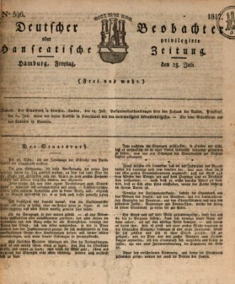 Deutscher Beobachter oder privilegirte hanseatische Zeitung Freitag 25. Juli 1817