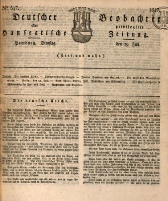 Deutscher Beobachter oder privilegirte hanseatische Zeitung Dienstag 29. Juli 1817