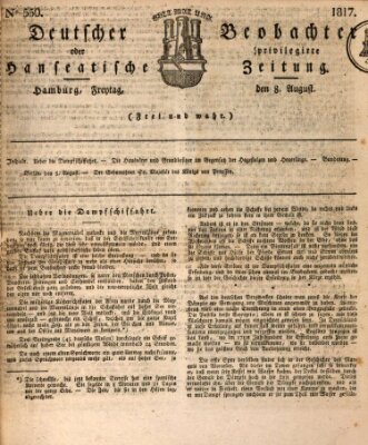 Deutscher Beobachter oder privilegirte hanseatische Zeitung Freitag 8. August 1817