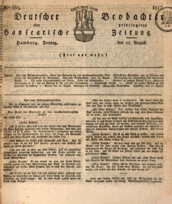 Deutscher Beobachter oder privilegirte hanseatische Zeitung Freitag 22. August 1817