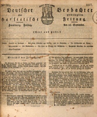 Deutscher Beobachter oder privilegirte hanseatische Zeitung Freitag 26. September 1817