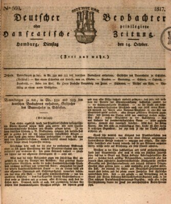Deutscher Beobachter oder privilegirte hanseatische Zeitung Dienstag 14. Oktober 1817