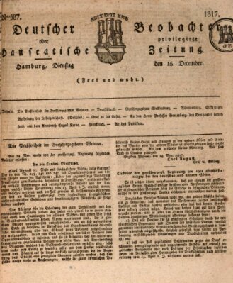 Deutscher Beobachter oder privilegirte hanseatische Zeitung Dienstag 16. Dezember 1817