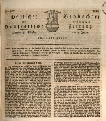 Deutscher Beobachter oder privilegirte hanseatische Zeitung Dienstag 5. Januar 1819