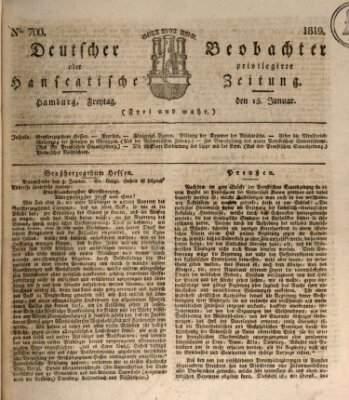 Deutscher Beobachter oder privilegirte hanseatische Zeitung Freitag 15. Januar 1819