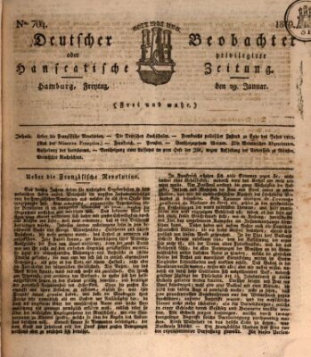 Deutscher Beobachter oder privilegirte hanseatische Zeitung Freitag 29. Januar 1819