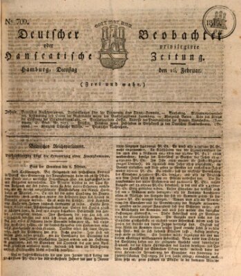 Deutscher Beobachter oder privilegirte hanseatische Zeitung Dienstag 16. Februar 1819