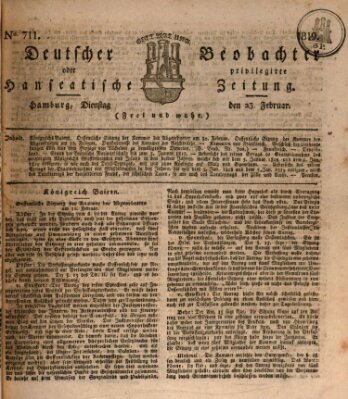 Deutscher Beobachter oder privilegirte hanseatische Zeitung Dienstag 23. Februar 1819