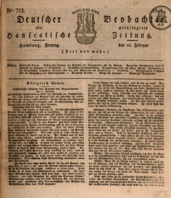 Deutscher Beobachter oder privilegirte hanseatische Zeitung Freitag 26. Februar 1819