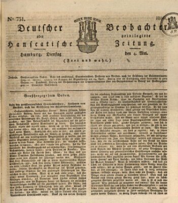 Deutscher Beobachter oder privilegirte hanseatische Zeitung Dienstag 4. Mai 1819