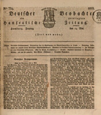 Deutscher Beobachter oder privilegirte hanseatische Zeitung Freitag 14. Mai 1819