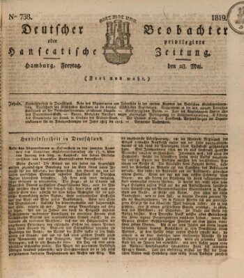 Deutscher Beobachter oder privilegirte hanseatische Zeitung Freitag 28. Mai 1819