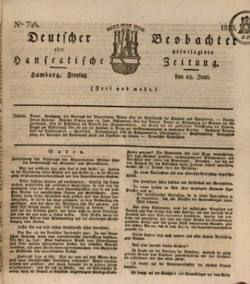 Deutscher Beobachter oder privilegirte hanseatische Zeitung Freitag 25. Juni 1819