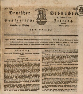 Deutscher Beobachter oder privilegirte hanseatische Zeitung Freitag 2. Juli 1819