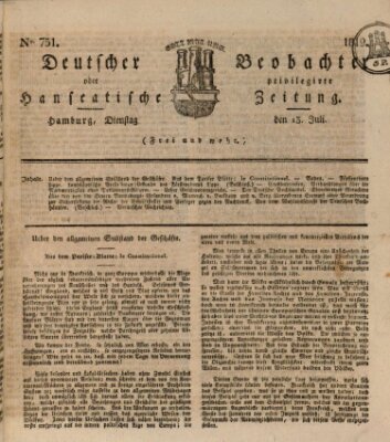 Deutscher Beobachter oder privilegirte hanseatische Zeitung Dienstag 13. Juli 1819