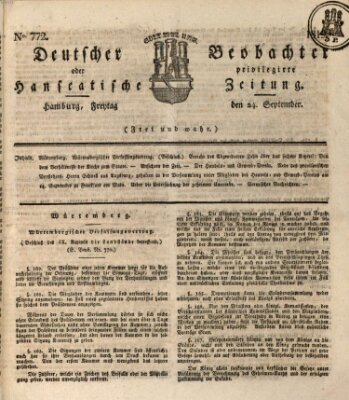 Deutscher Beobachter oder privilegirte hanseatische Zeitung Freitag 24. September 1819