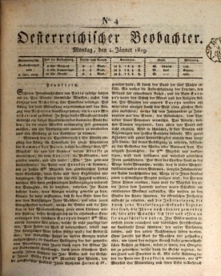 Der Oesterreichische Beobachter Montag 4. Januar 1819