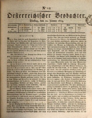 Der Oesterreichische Beobachter Dienstag 12. Januar 1819