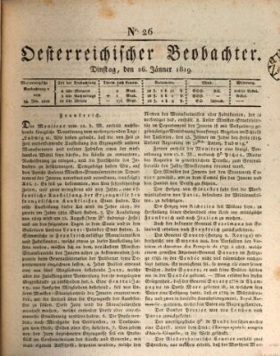 Der Oesterreichische Beobachter Dienstag 26. Januar 1819