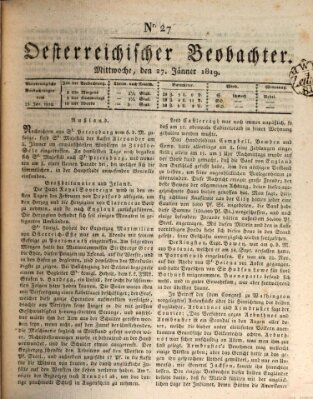 Der Oesterreichische Beobachter Mittwoch 27. Januar 1819