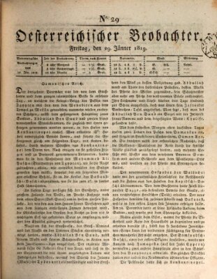 Der Oesterreichische Beobachter Freitag 29. Januar 1819