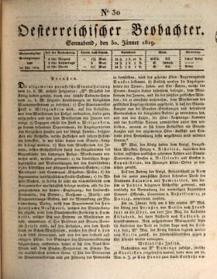 Der Oesterreichische Beobachter Samstag 30. Januar 1819