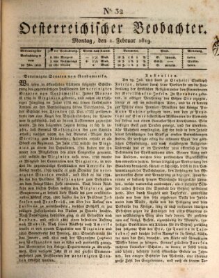 Der Oesterreichische Beobachter Montag 1. Februar 1819