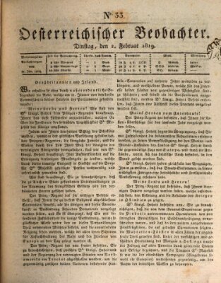 Der Oesterreichische Beobachter Dienstag 2. Februar 1819