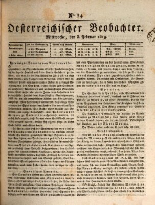 Der Oesterreichische Beobachter Mittwoch 3. Februar 1819